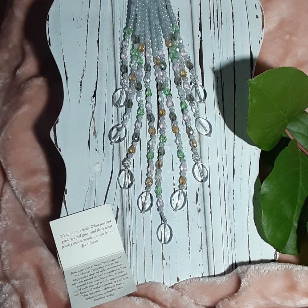 NWT Joan Rivers pale blue rose beads necklace - Picture 6 of 15